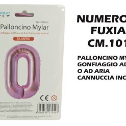 Palloncino Mylar Cm.101 Numero 0 Fuxia-8050539172428