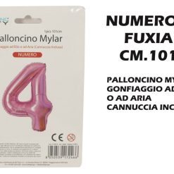 Palloncino Mylar Cm.101 Numero 4 Fuxia-8050539172466