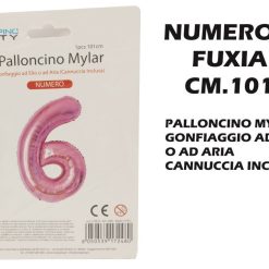 Palloncino Mylar Cm.101 Numero 6 Fuxia-8050539172480