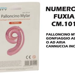 Palloncino Mylar Cm.101 Numero 9 Fuxia-8050539172510
