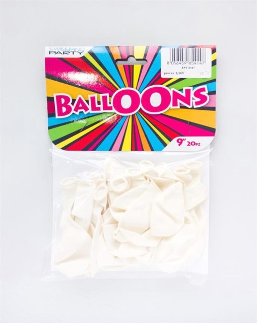 Pallone 9'' Set 20 Pz. Bianco-8056459854147