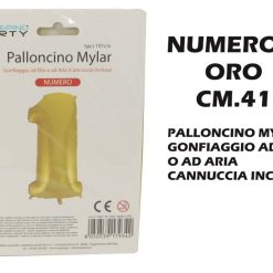 Palloncino Mylar Cm.41 Numero 1 Oro-8050539179045
