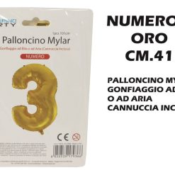 Palloncino Mylar Cm.41 Numero 3 Oro-8050539179069