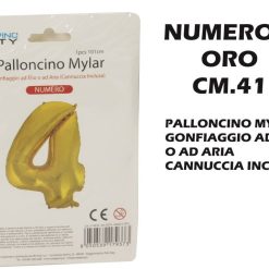 Palloncino Mylar Cm.41 Numero 4 Oro-8050539179076