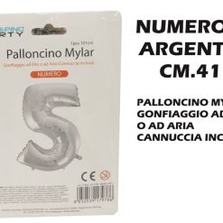 Palloncino Mylar Cm.41 Numero 5 Argento-8050539179182