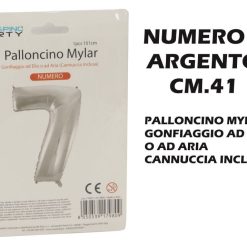 Palloncino Mylar Cm.41 Numero 7 Argento-8050539179205