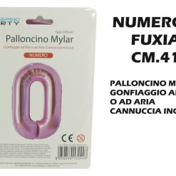 Palloncino Mylar Cm.41 Numero 0 Fuxia-8050539179236