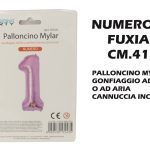 Palloncino Mylar Cm.41 Numero 1 Fuxia-8050539179243