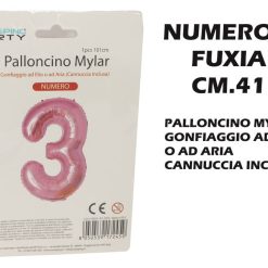 Palloncino Mylar Cm.41 Numero 3 Fuxia-8050539179267