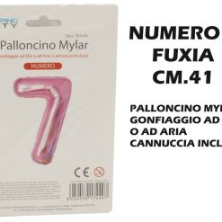 Palloncino Mylar Cm.41 Numero 7 Fuxia-8050539179304