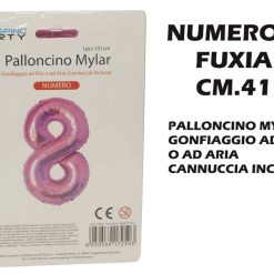 Palloncino Mylar Cm.41 Numero 8 Fuxia-8050539179311