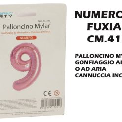 Palloncino Mylar Cm.41 Numero 9 Fuxia-8050539179328