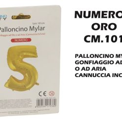 Palloncino Mylar Cm.101 Numero 5 Oro-8050539179380