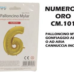 Palloncino Mylar Cm.101 Numero 6 Oro-8050539179397