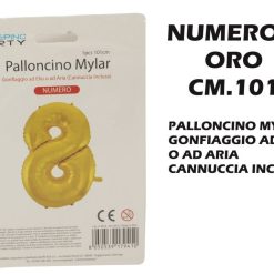 Palloncino Mylar Cm.101 Numero 8 Oro-8050539179410