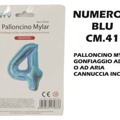 Palloncino Mylar Cm.41 Numero 4 Blu-8050539179472