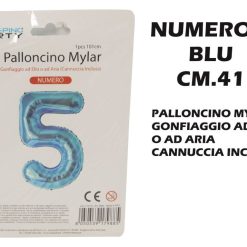 Palloncino Mylar Cm.41 Numero 5 Blu-8050539179489