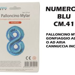 Palloncino Mylar Cm.41 Numero 8 Blu-8050539179519