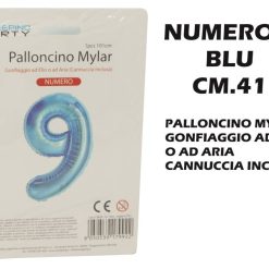 Palloncino Mylar Cm.41 Numero 9 Blu-8050539179526