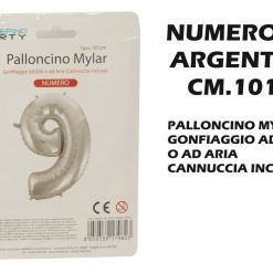 Palloncino Mylar Cm.101 Numero 9 Argento-8050539179823
