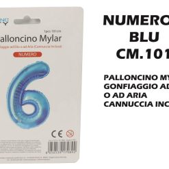 Palloncino Mylar Cm.101 Numero 6 Blu-8050539179892