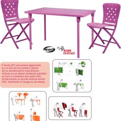 Set Tavolo Zic + 2 Sedie Zac Spring Fuxia-8010352552135