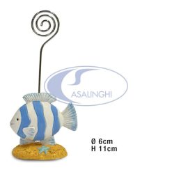 Segnaposto Pesce Cm.6X11H White Blue-8053369633060