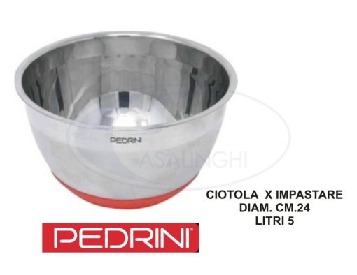 Ciotola Acciaio X Impastare Cm.24 Lt.5 Fondo-883336417212