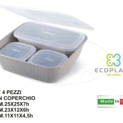 Contenitori Set 4 Pz. Dorica C/Cop. Tortora-8032532528242