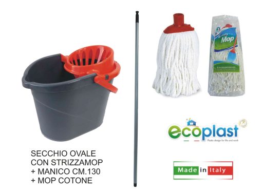 Secchio Ovale + Strizzamop + Mop + Manico-8059016590823