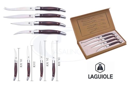 Coltelli Cucina Set 4 Pz. Con Inserti Legno Laguio-3661075218669