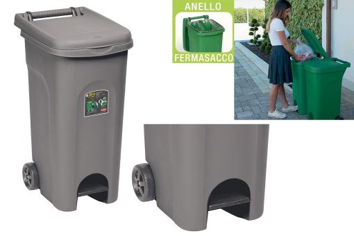 Bidone Urban Eco System Lt.80 Con Pedale Grigio-8003507256033