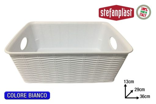 Cestino Elegance L High Cm.36X29X13H Bianco Stefanplast-8003507309906