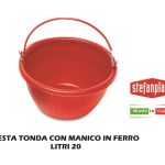 Cesta Tonda Lt.20 Con Manico Ferro Rosso-8003507403000