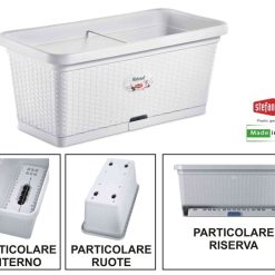FIORIERA NATURAL STEFANPLAST CON RUOTE CM.80X40X34h BIANCO - immagine 2