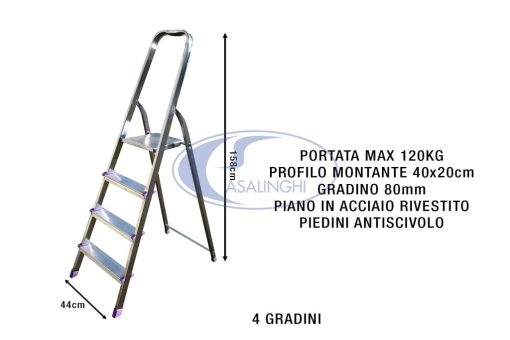 Scala Alluminio Domina 4 Gradini-8016377391148