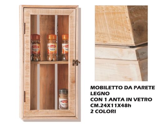 Mobiletto Da Parete Legno Cm.24X11X48H 2 Colori-8021785575639