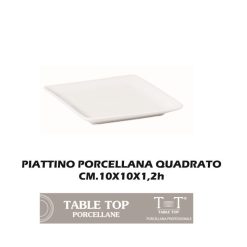 Piattino Porcellana Quadrato Cm.10X10X1