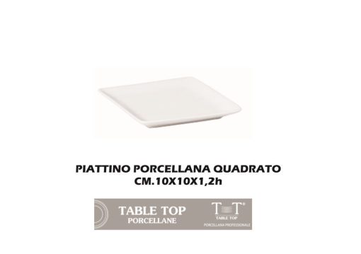 Piattino Porcellana Quadrato Cm.10X10X1