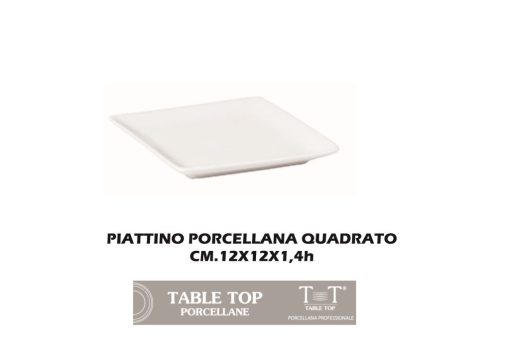 Piattino Porcellana Quadrato Cm.12X12X1