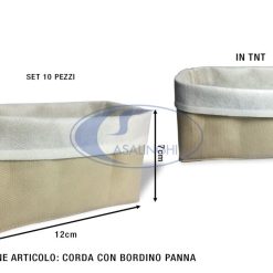 Cestino Cortesia Tnt Cm.13X6 Set 10 Pz. Fondo Corda Bordatura Panna-8033757437616