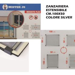 Zanzariera Estensibile Cm.100X50 Argento-8014846991134