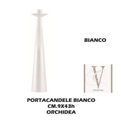 Porta Candela Vetro Bianco Cm.9X43H Orchidea-8050539472856