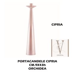 Porta Candela Vetro Cipria Cm.9X43H Orchidea-8050539472887