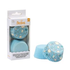 PIROTTINI CONFEZIONE 36 PEZZI CM.5X3,2h ELEFANTINO E POIS BLU CUPCAKE MINI-TORTA PASTICCINI DECORA MUFFIN DOLCETTI - immagine 1