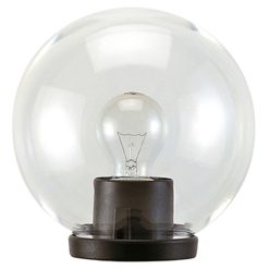 Faretto Lampioncino Sfera Ø25mm Faro Luce LED Testa Palo Ø60mm E27 Nero 60W