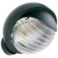 Faretto Applique Tondo Faro Luce LED Illuminazione Giardino E27 Nero 60 W