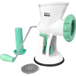 Tritatutto Manuale con 2 Dischi e Pestello a Manovella con Manopola Tagliaverdure Macina a Leva Macinino per Erbe Aromatiche