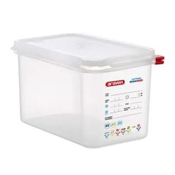 Contenitore Araven Gastronorm GN 1/4 Per Alimenti - 4.3 Litri - cm 26,5X16,2X6,5h Ermetico Doppia Guarnizione Apertura Semplice