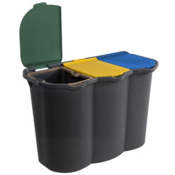 Contenitore PATTUMIERA Raccolta DIFFERENZIATA Unica BIDONE 3 Scomparti 80 Litri PLASTICA 009606, Multicolore, 3 Pezzi